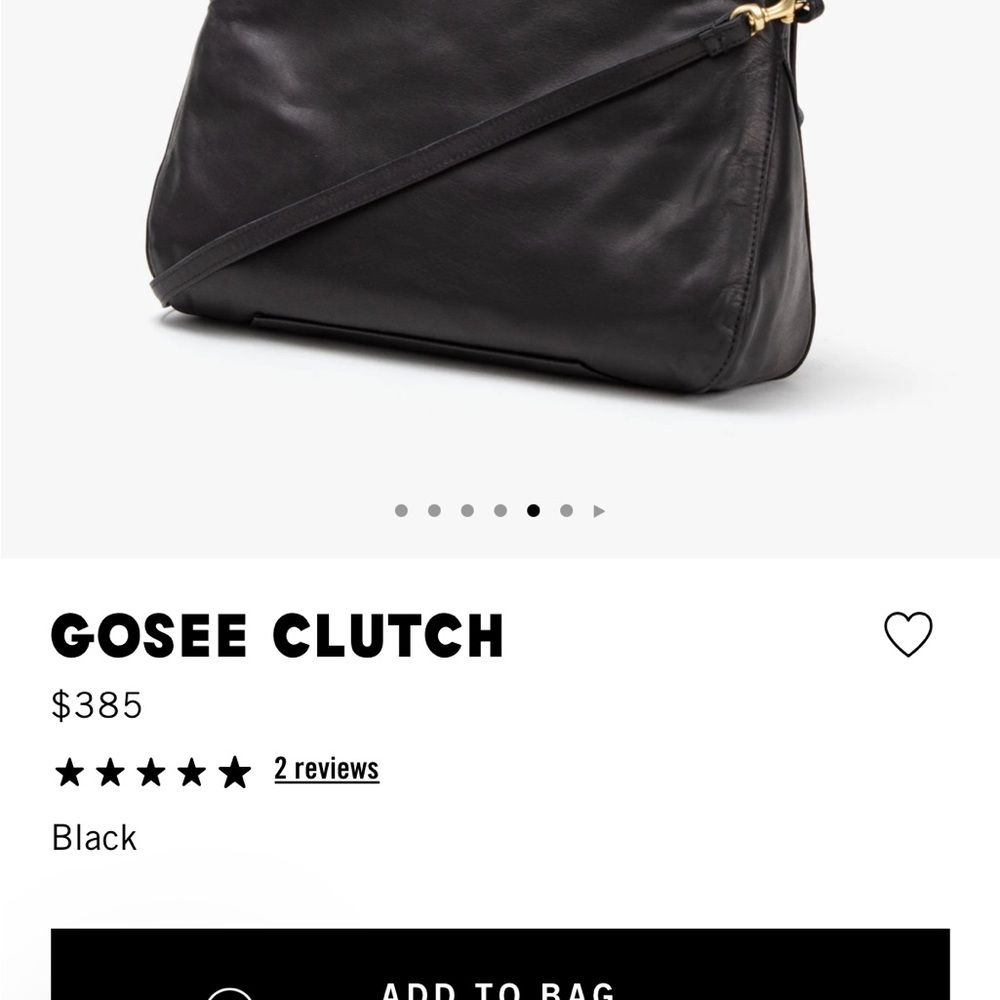Clare V Black Leather and Suede  gosee clutch Crossbody Bag - Picture 4 of 7
